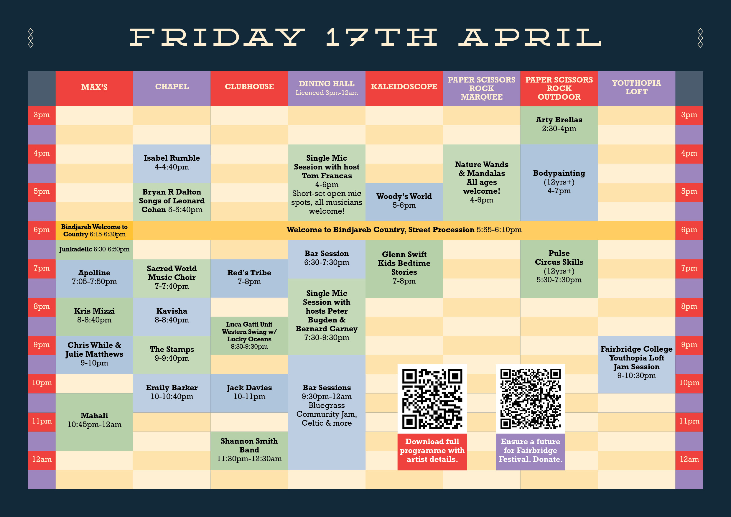 Programme schedule - Friday 17 April