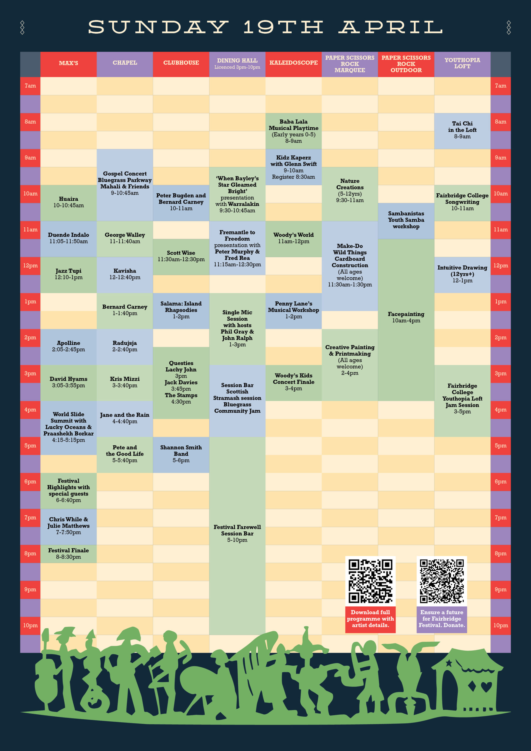 Programme schedule - Sunday 19 April
